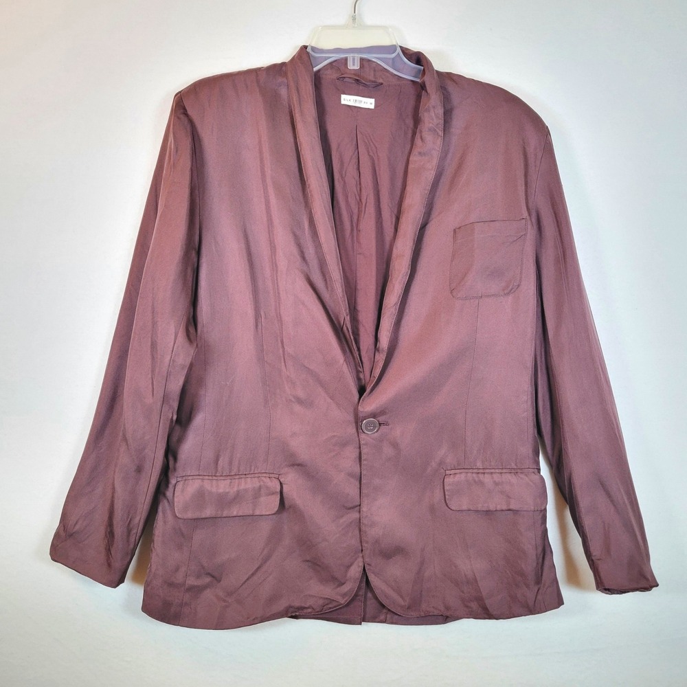 Silk Laundry Womens Silk Lined Oversized Relaxed Blazer Jacket Size Medium Brown
